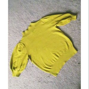 Leith Puff Sleeve Mock Turtleneck Sweater Top